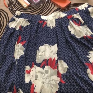 Blue, red and white knee length